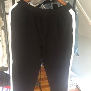 Pull on cropped pants with side stripe